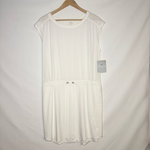 NWT Athleta Perfect Petal Dress White Dove White Size 12 Sporty Casual Athletic - Picture 2 of 9